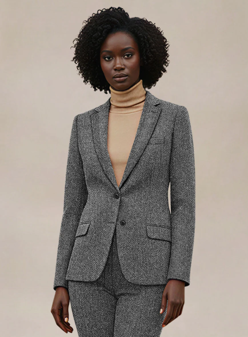Women's Harris Tweed Gray Herringbone Jacket
