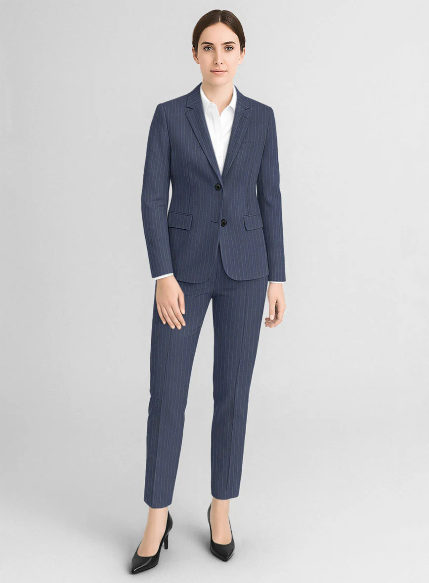 Women's Ink Blue Pinstripe Suit