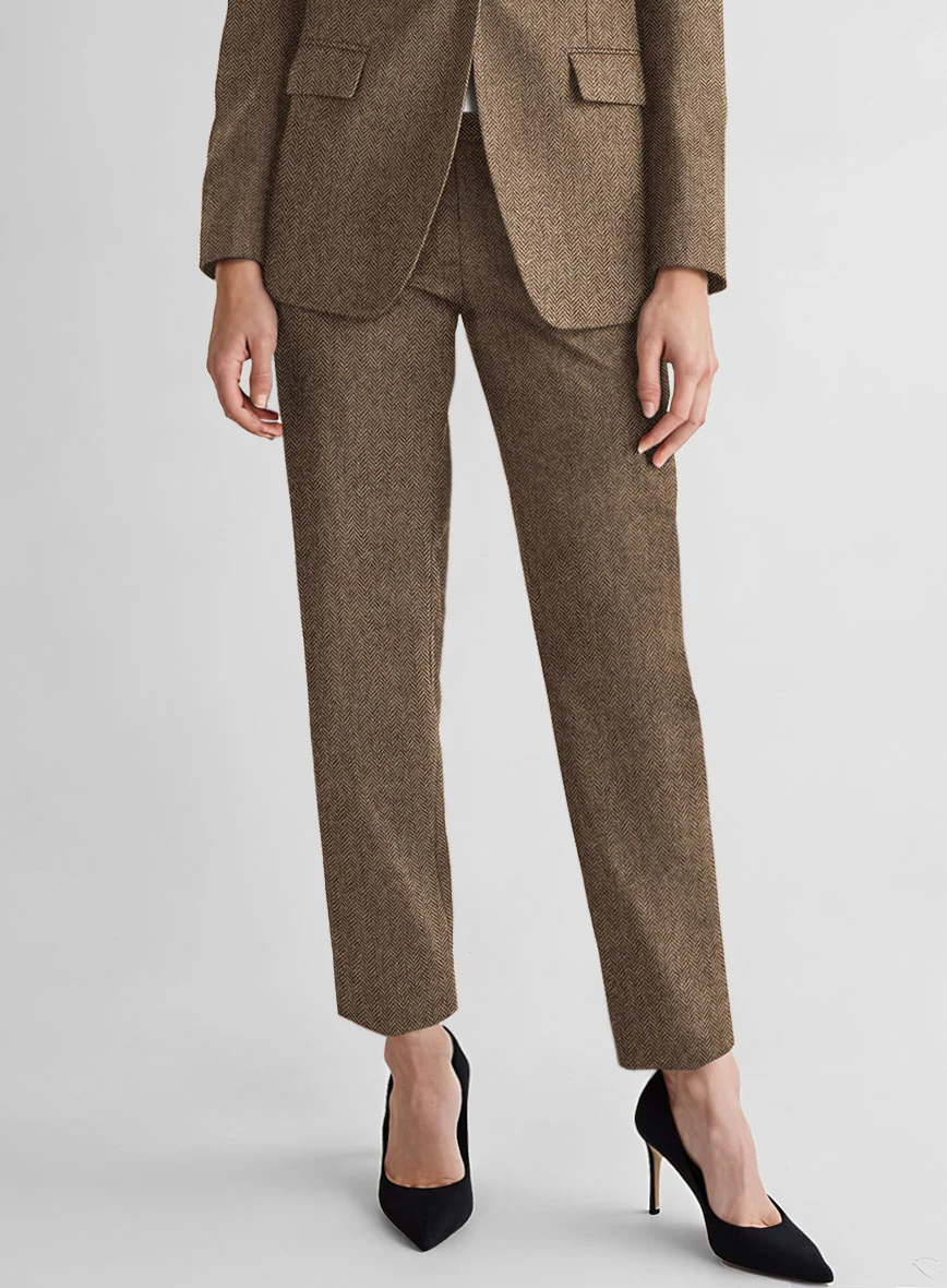 Women's Irish Brown Herringbone Tweed Pants