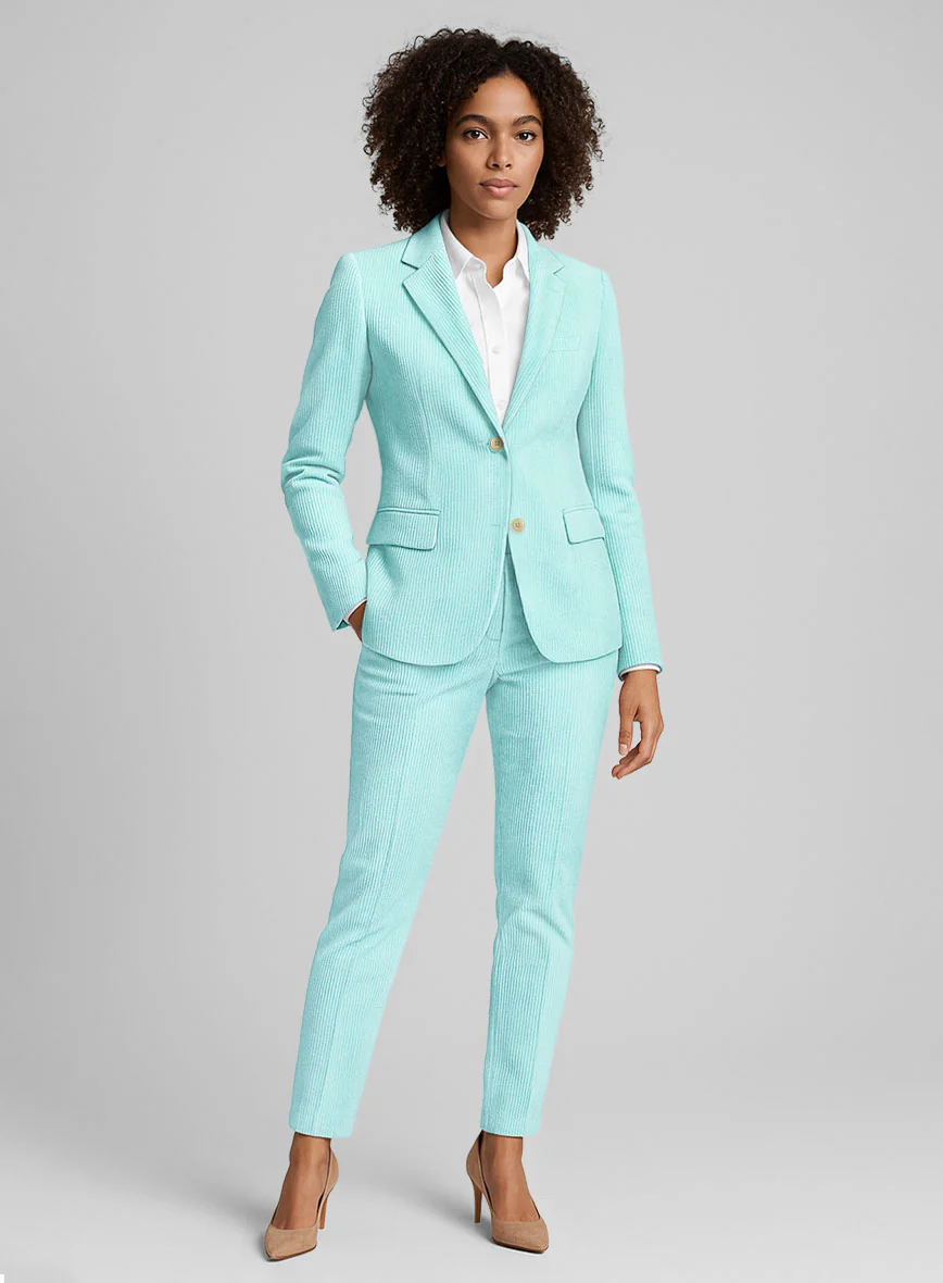 Women's Light Blue Corduroy Suit