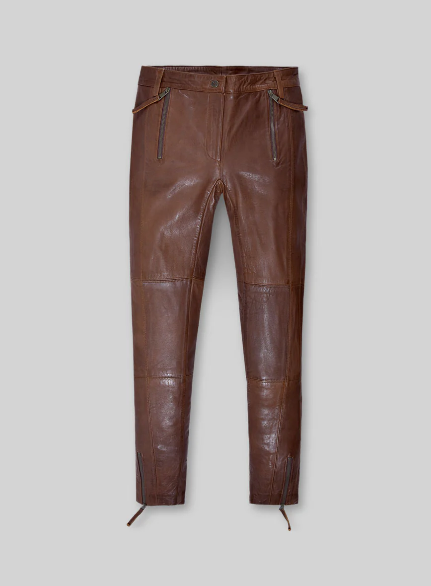 Women's Mocha Rider Leather Jeans