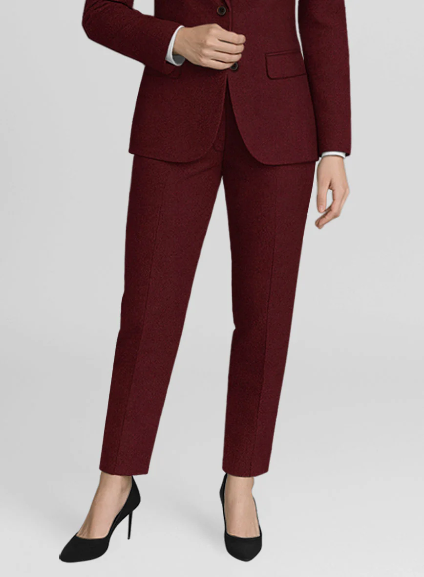 Women's Naples Dark Scarlet Tweed Pants