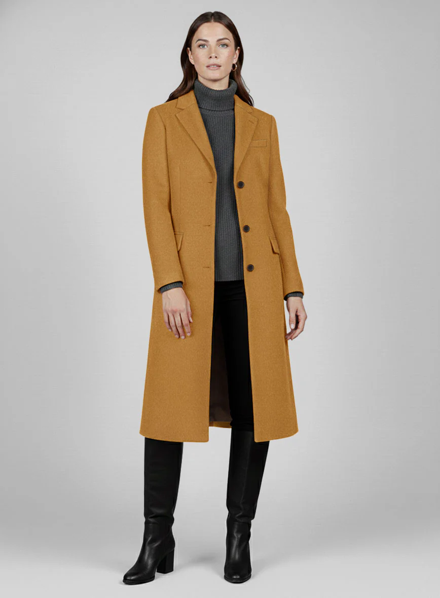 Women's Naples Yellow Tweed Overcoat