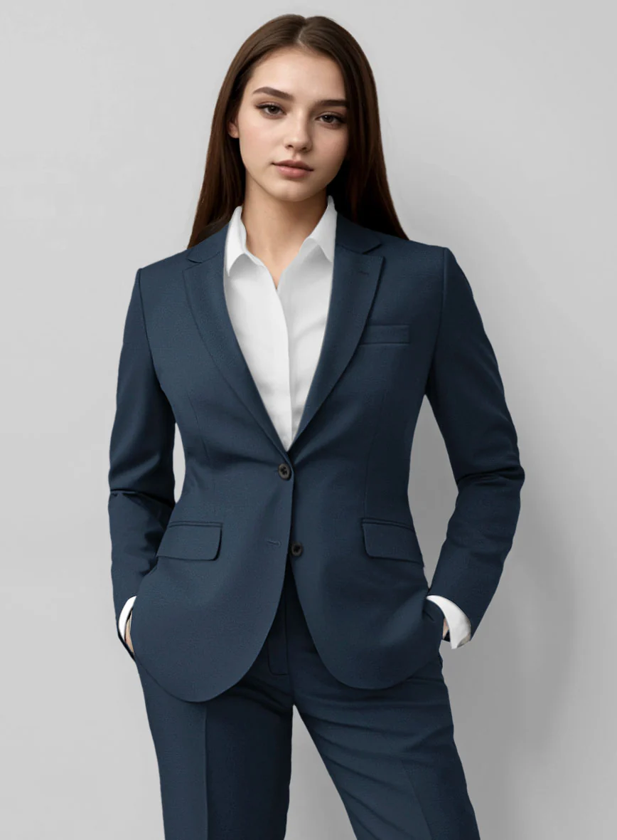 Women's Royal Blue Feather Cotton Canvas Stretch Jacket
