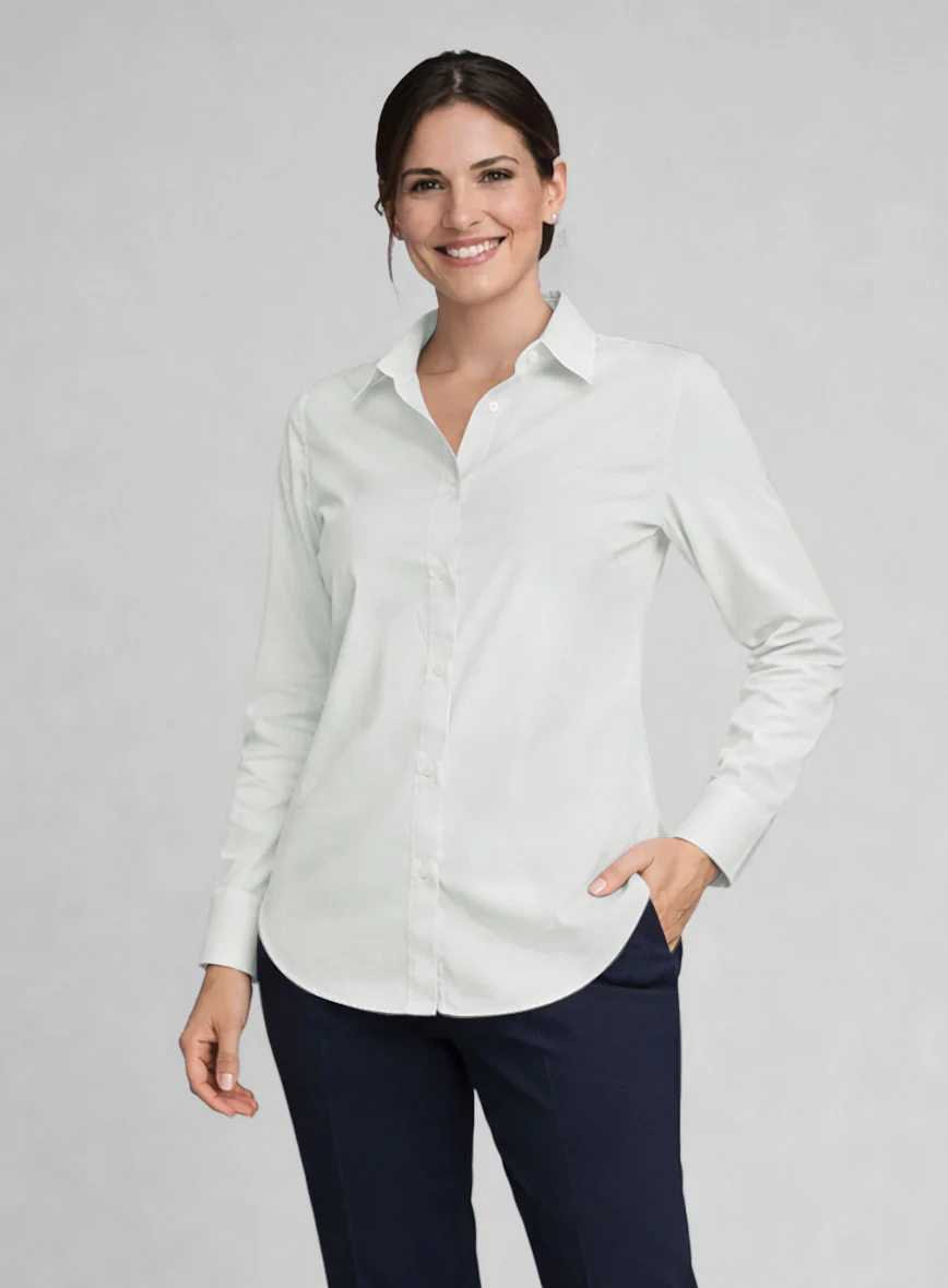 Women's Silver Gray Stretch Poplene Shirt