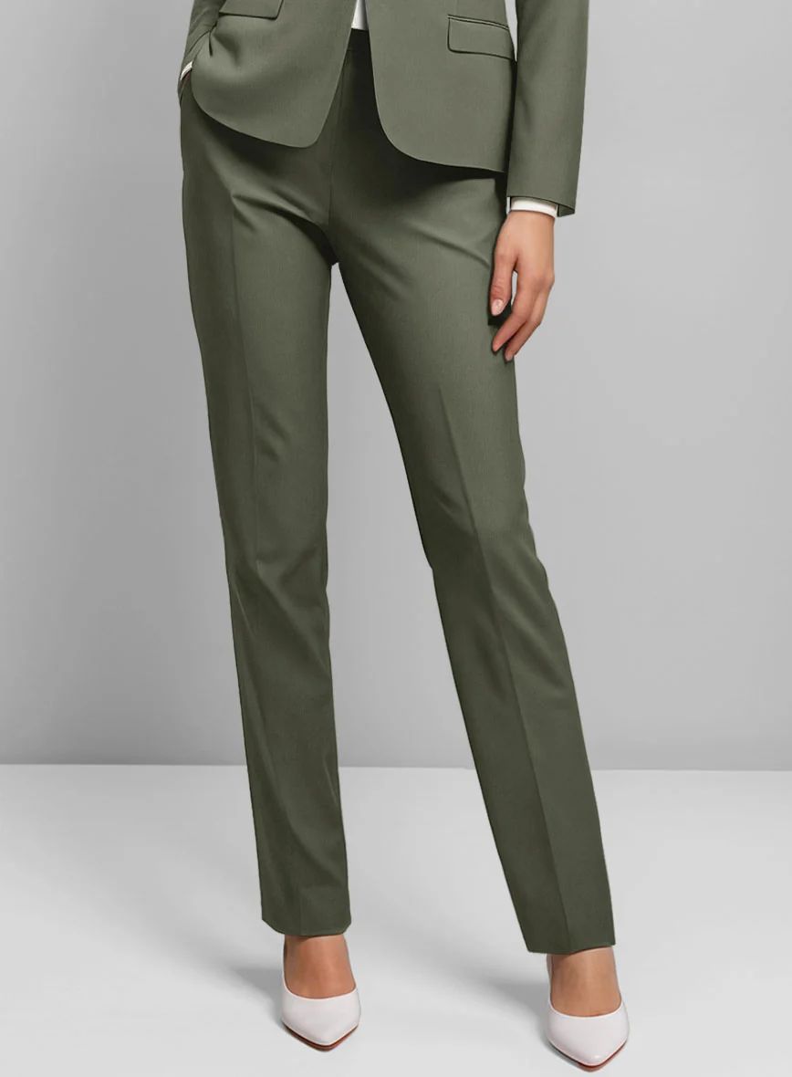 Women's Stretch Summer Weight Olive Green Chino Pants