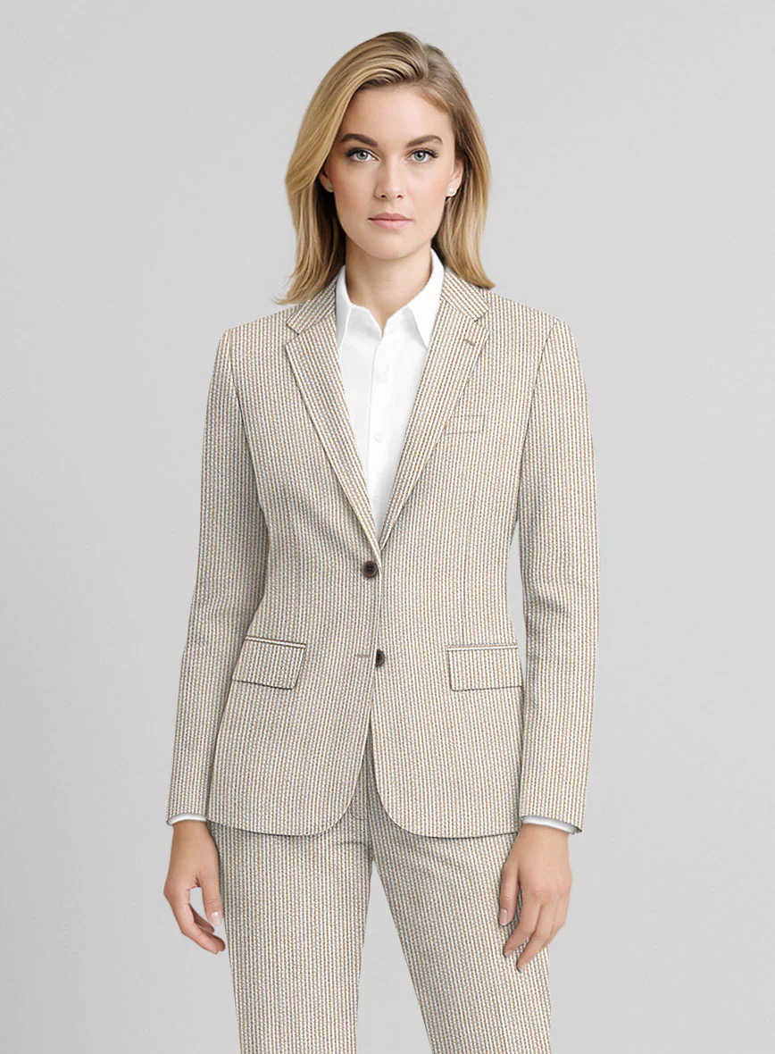 Women's Tan Seersucker Jacket