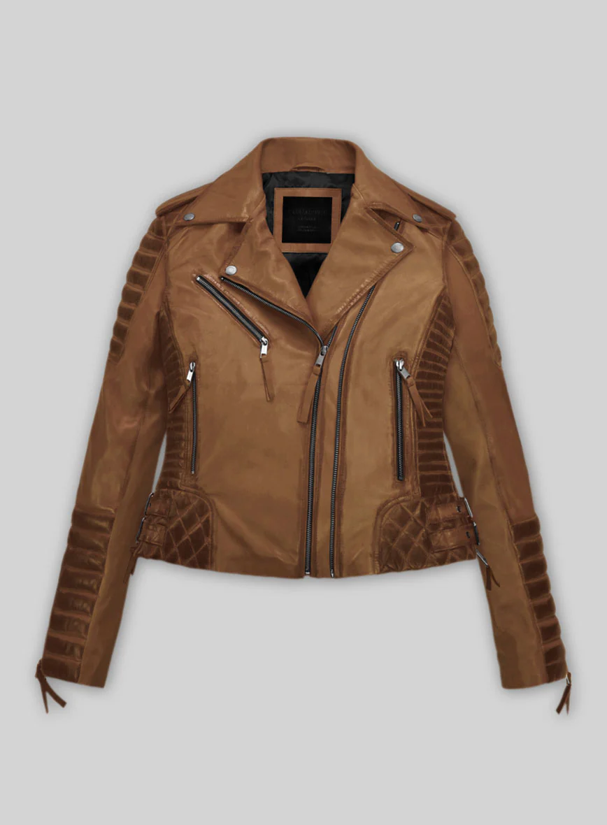 Women's Valencia Burnt Tan Leather Jacket