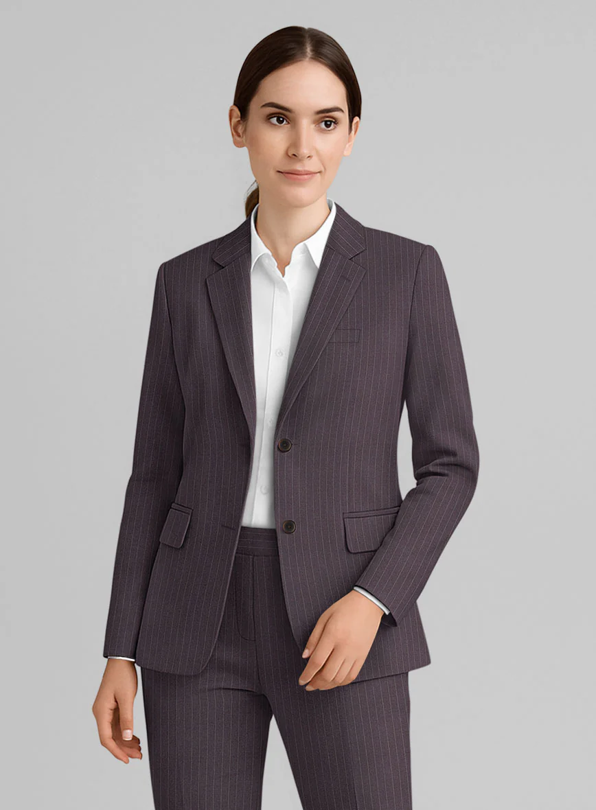 Women's Wine Pinstripe Jacket