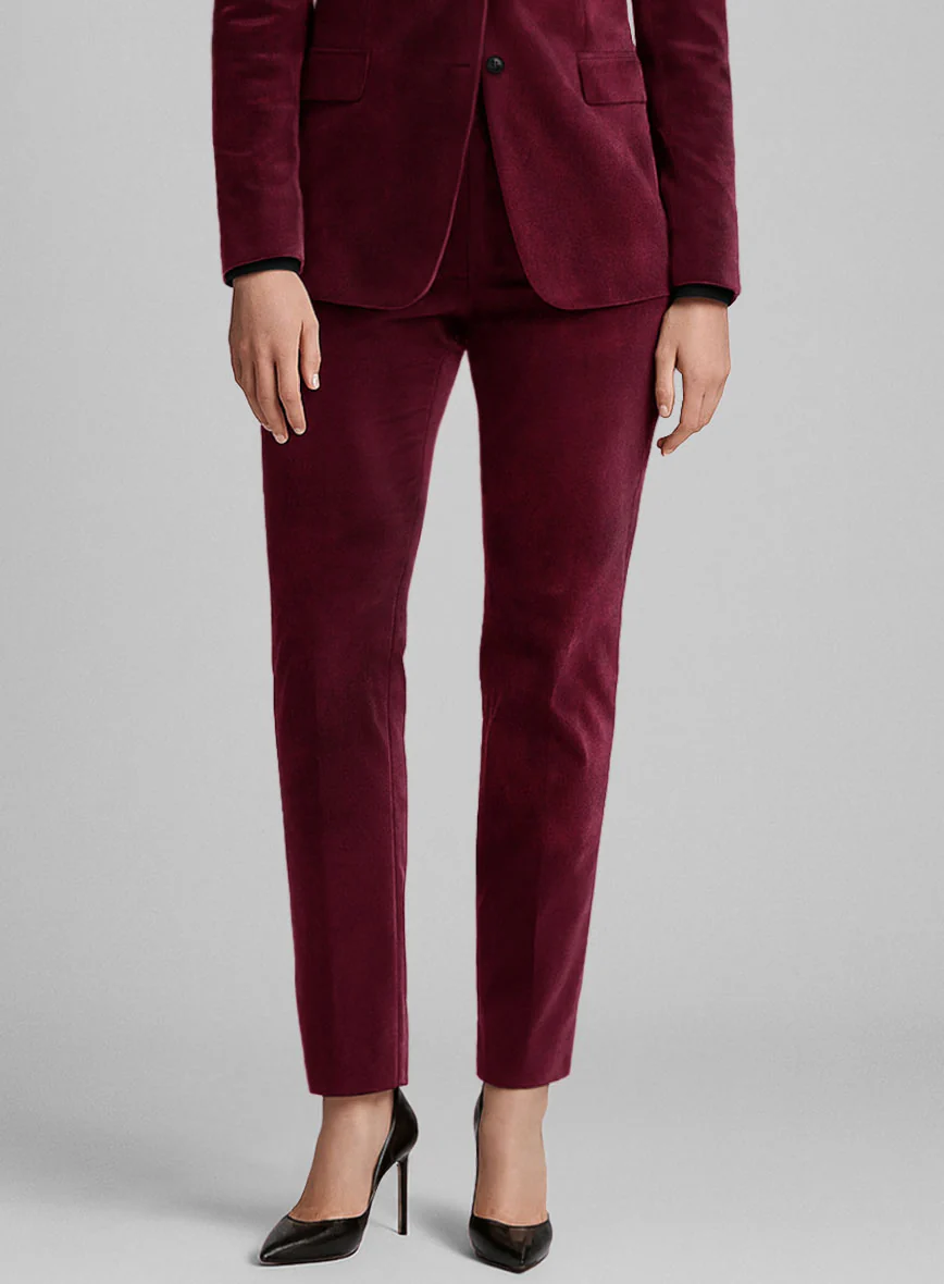 Women's Wine Velvet Pants