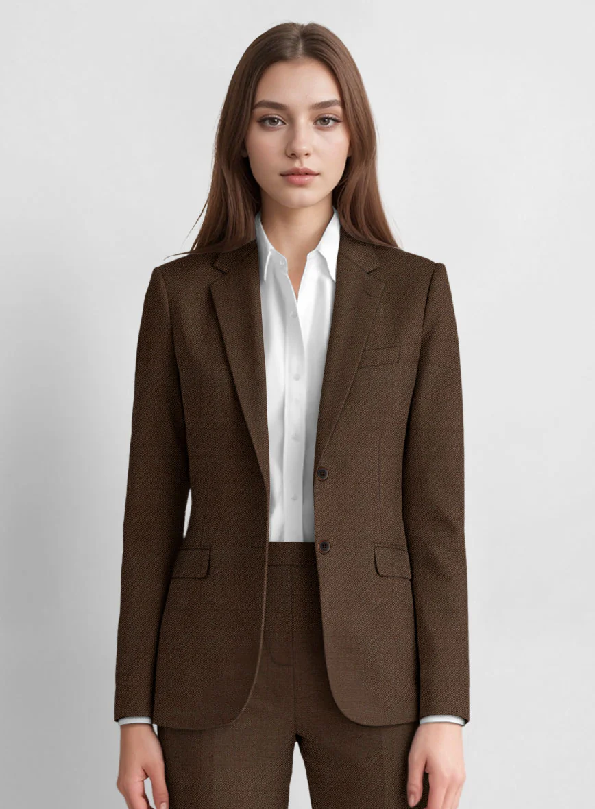 Women's Worsted Brown Wool Jacket