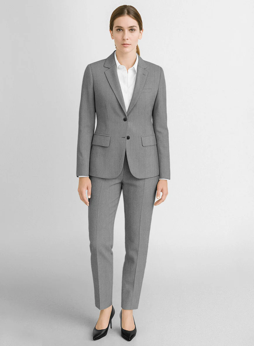 Women's Worsted Light Gray Wool Suit