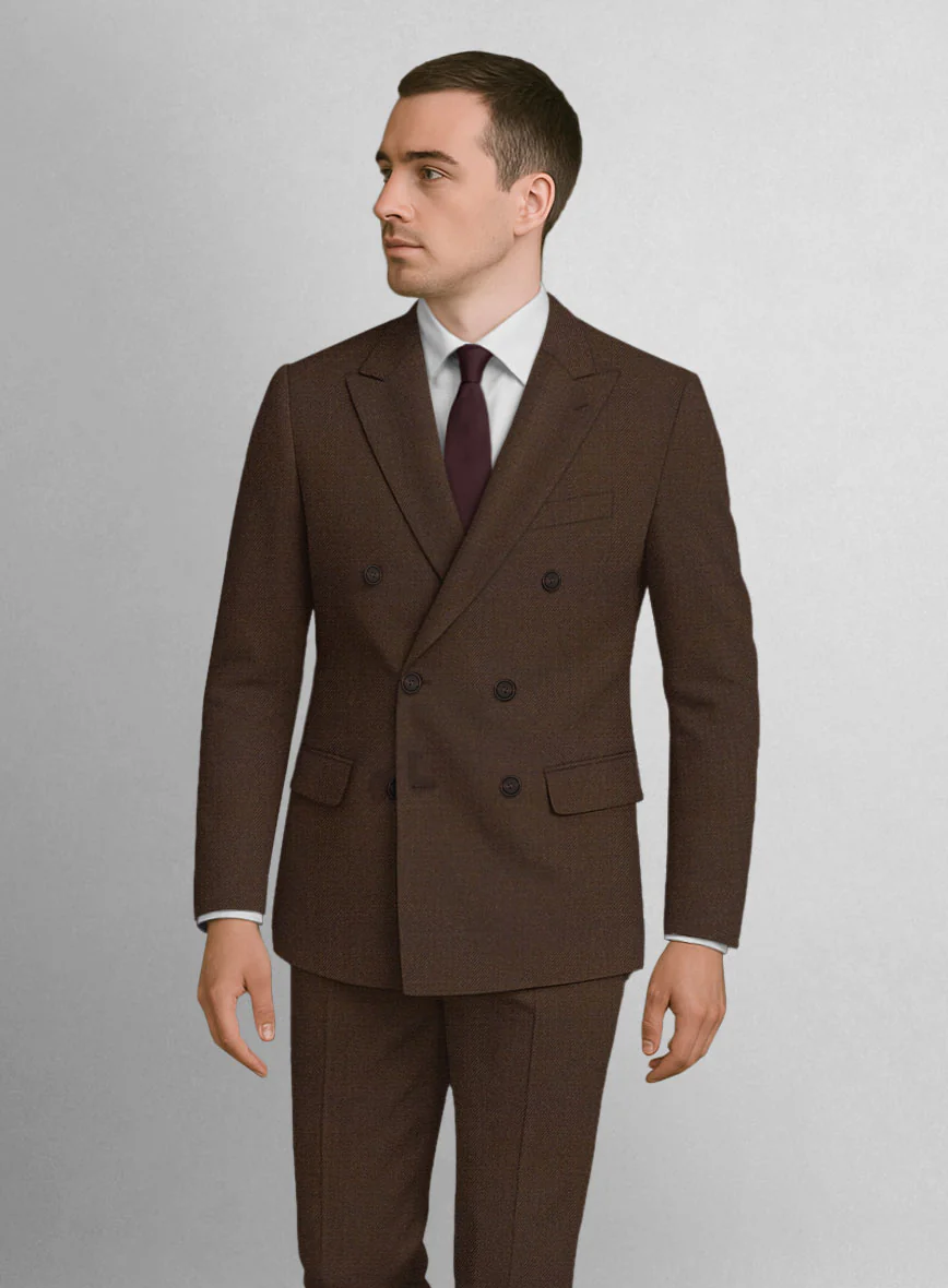 Worsted Brown Wool Double Breasted Jacket - Image 2