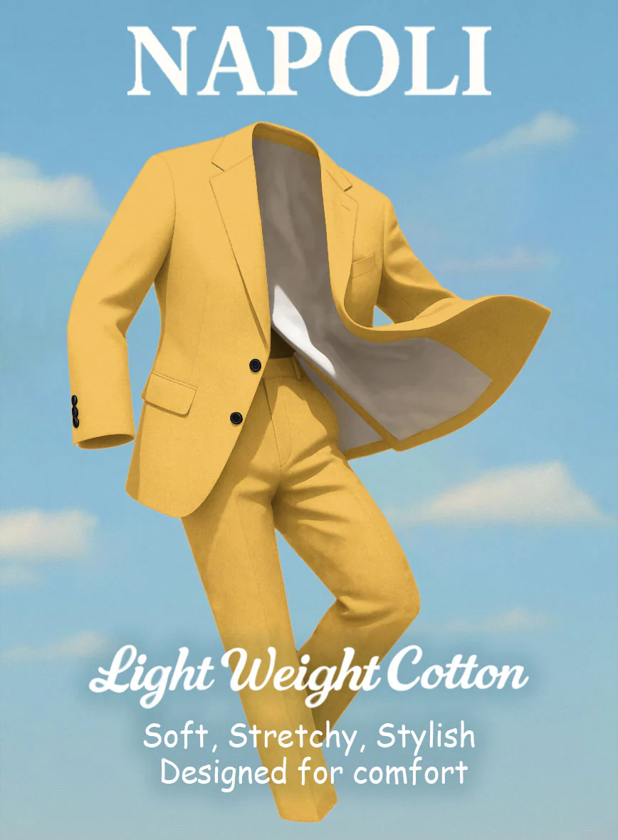 Yellow Napoli Stretch Light Weight Cotton Pants - Image 4